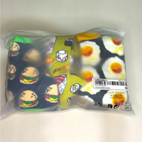 Bundle of 5 Pairs of Funny Socks With Food One Size - Picture 3 of 3